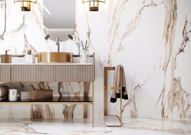 Цоколь Calacatta gold  8 x 60 матова - Cerrad